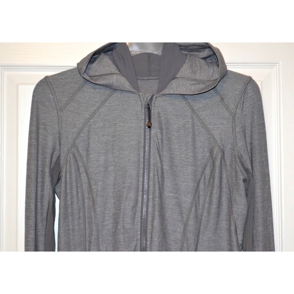 Lululemon Full Zip Lightweight Hoodie Jacket Womens 10 Gray Active Yoga Athletic - Picture 3 of 14